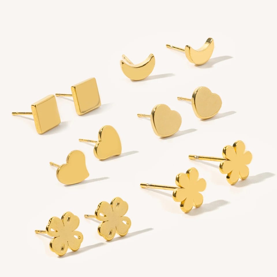 Wholesale Minimalist Dainty Geometry Fashion Hypoallergenic Earrings 18k Gold Plated Stainless Steel Stud Earrings Stud Earrings