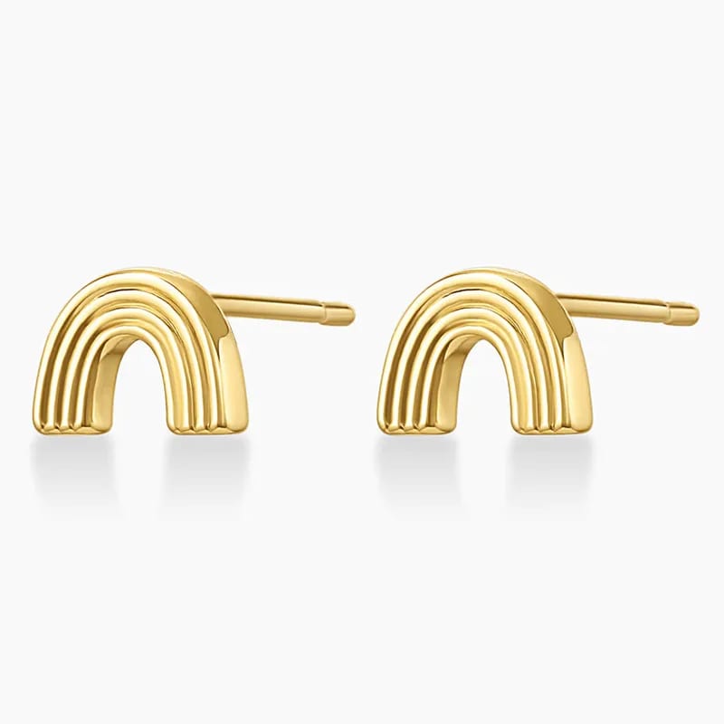 New Minimalist Jewelry 18k Gold Plated 925 Sterling Silver Retro Rainbow Small Stud Earrings For Women And Girls Stud Earrings