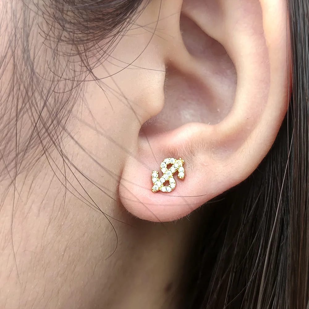 Hot Selling Personalized Hip Hop Earrings Dollar Symbol Zircon Stud Earrings Stud Earrings