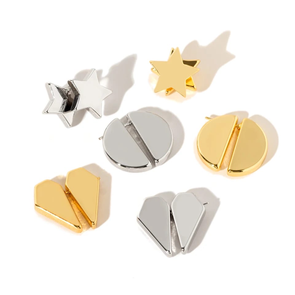 New Fashion Women Trend Jewelry Stainless Steel Stud Earrings 18k Gold Geometric Double Sided Earrings Stud Earrings