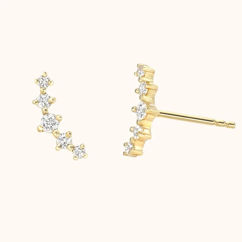 Ladies Fashion 18k Gold Plated Diamond Cluster Stud Earring Simple 925 Sterling Silver Earrings Stud Earrings