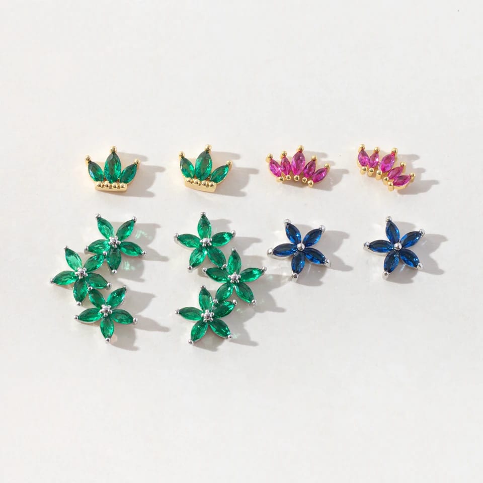Fashion Dainty Jewelry 18k Gold Plated 925 Sterling Silver Marquise Zircon Flower Stud Earrings For Women Stud Earrings