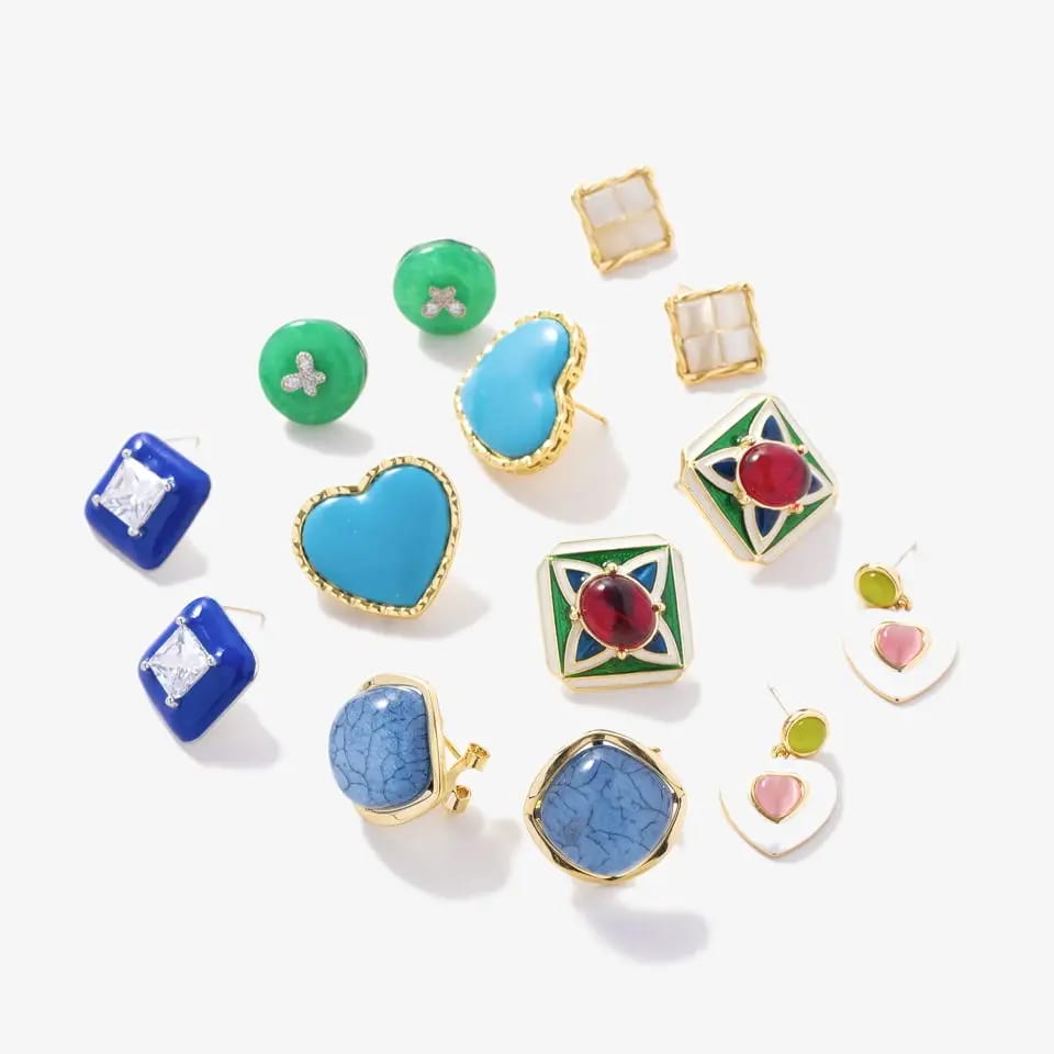 Custom Enamel Stud Earrings For Women S925 Sterling Silver 18k Gold Plated Colorful Enamel Earring Gift For Girl Friend Stud Earrings
