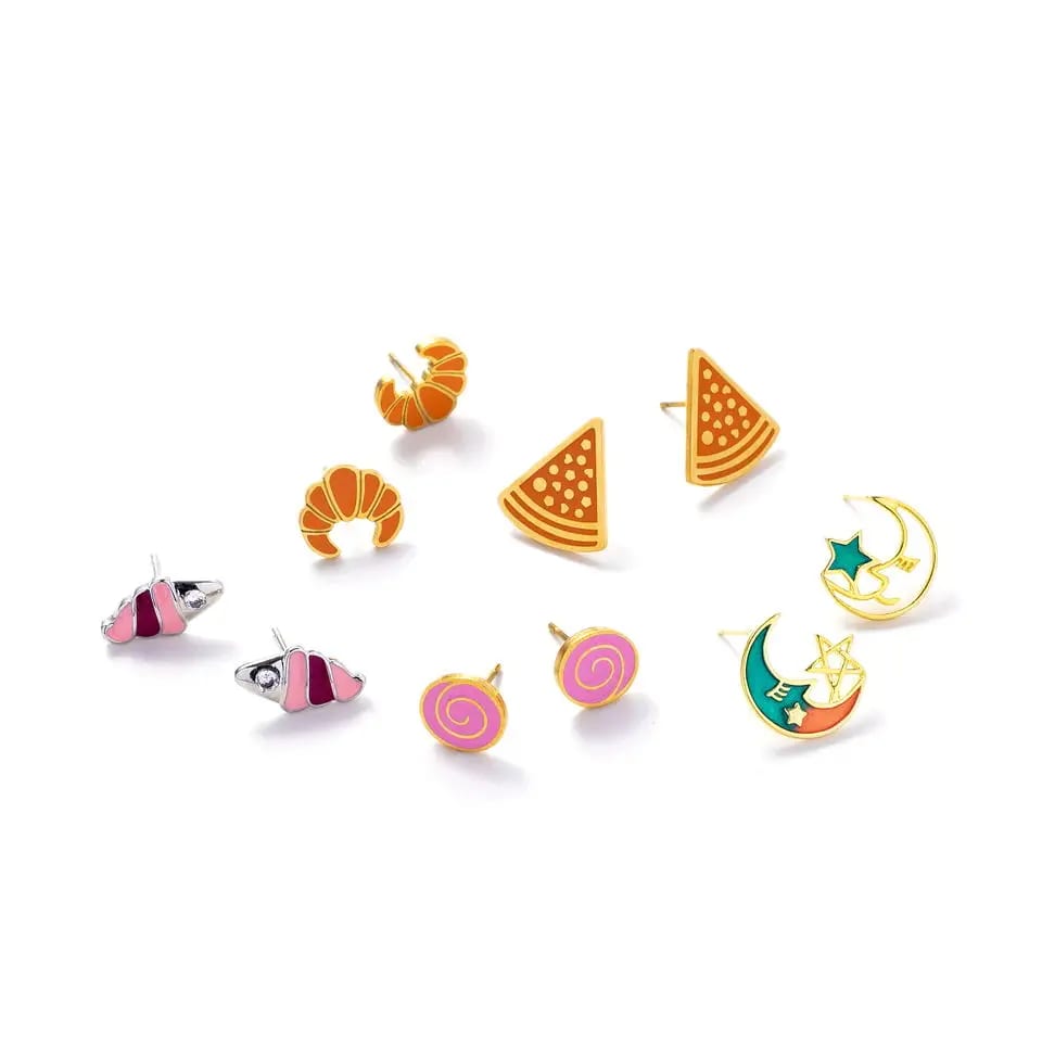Custom Colorful Enamel Earring For Women S925 Sterling Silver 18k Gold Plated Enamel Stud Earring Gift For Girl Friend Stud Earrings