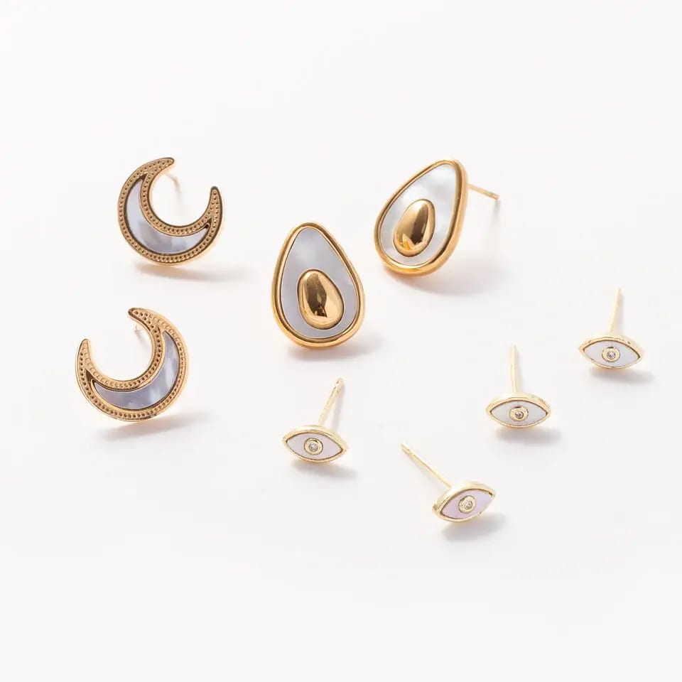 Custom Eye Stud Earrings Jewelry For Women S925 Sterling Silver 18k Gold Plated Moon Shell Stud Earring Boy And Girl Stud Earrings