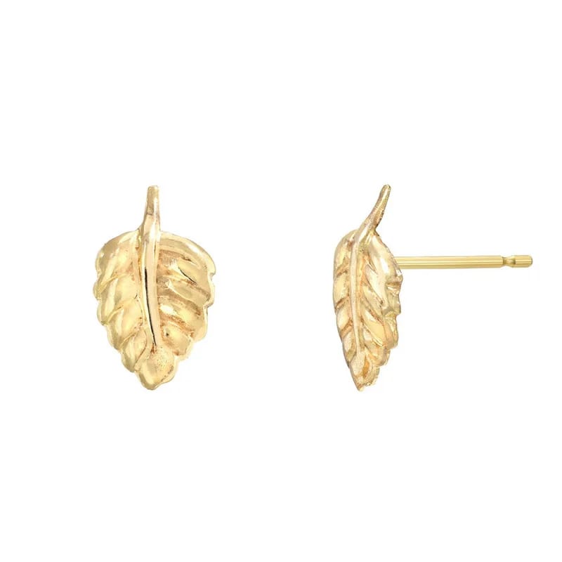 Dainty Jewelry 925 Sterling Silver 18k Gold Plated Leaf Women Stud Earrings Stud Earrings