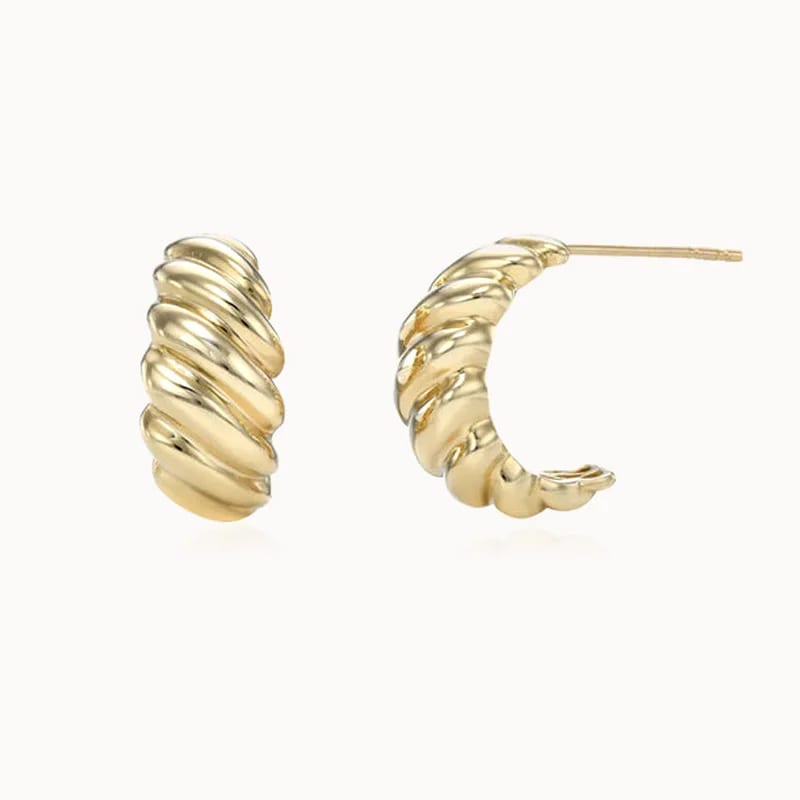 Custom Jewelry Fashion 925 Sterling Silver 18k Gold Plated Chunky Twisted Dome Croissant Stud Earrings For Women Stud Earrings
