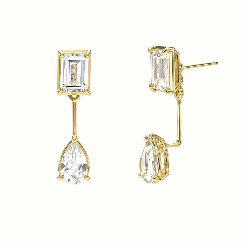Minimalist Delicate 925 Sterling Silver Jewelry 18k Gold Diamond Ear Jackets Stud Earrings For Women Stud Earrings