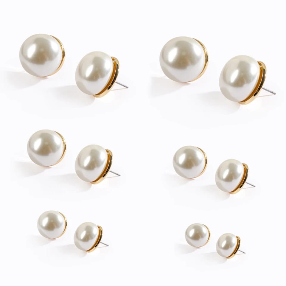 Wholesale Custom 18k Gold Plated Stainless Steel 7mm 10mm 13mm 15mm 17mm 20mm Pearl Stud Earrings For Women Stud Earrings
