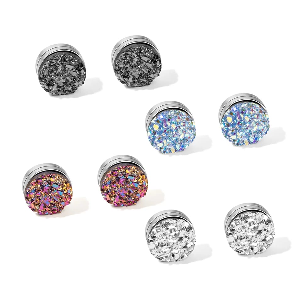 Hot Sell Multiple Choices Easy To Wear Color Crystal Cluster Magnetic Earrings For Women Stud Earrings