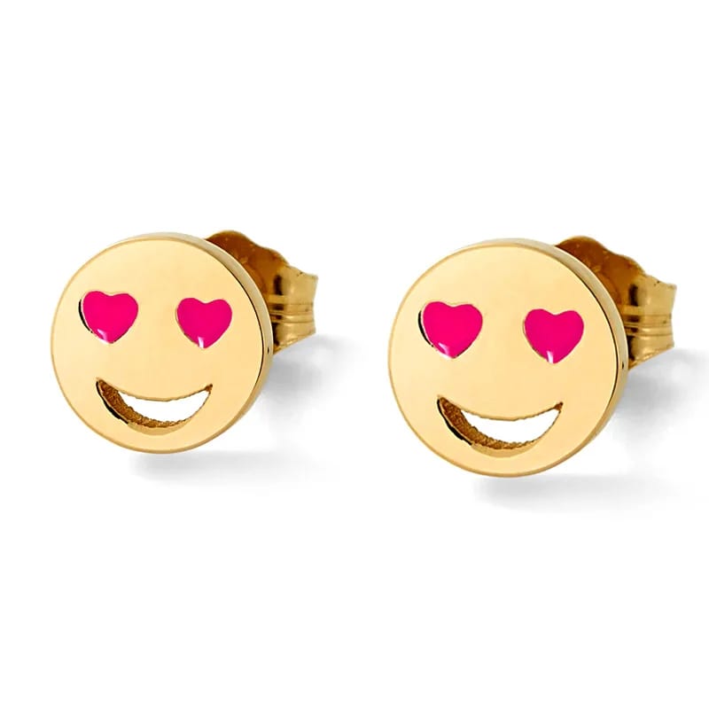 Fashion Dainty Enamel Color Heart Shaped Eyes Lovestruc Stud 925 Sterling Silver Stud Earrings For Women Stud Earrings