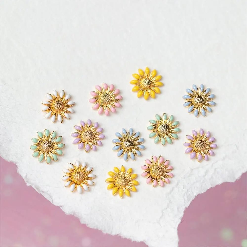 Cute Enamel Sunflower Stud Earring Stainless Steel Lock Ball Puncture Ear Nail Stud Earrings