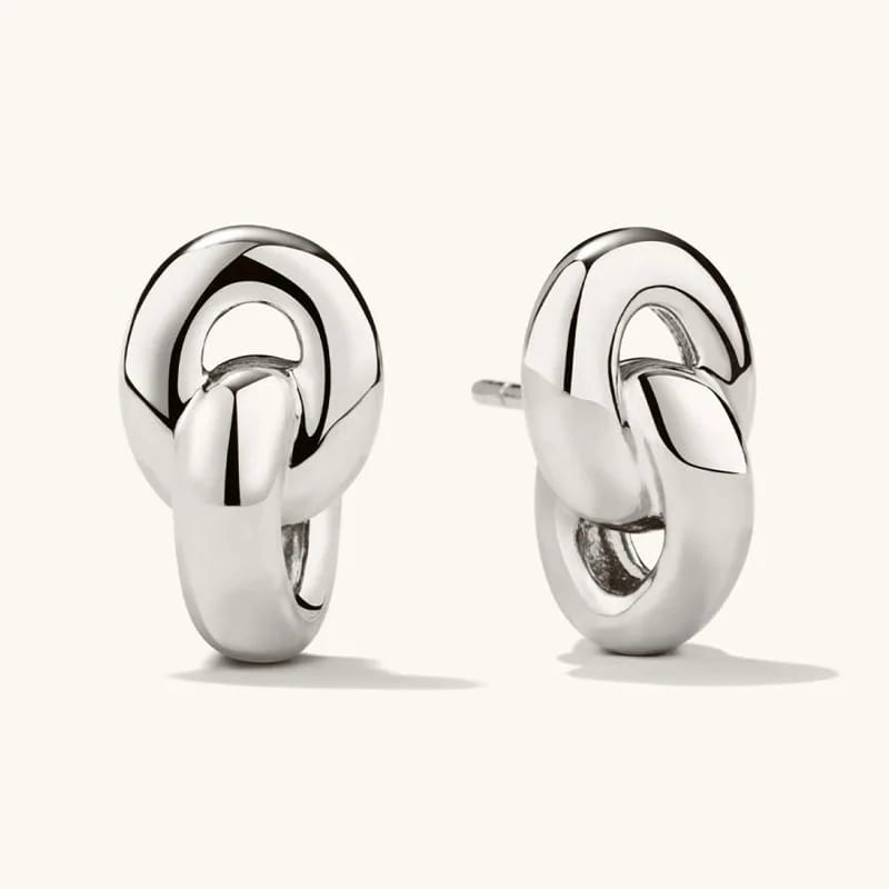 New Arrival 925 Sterling Silver Interlocking Linked Stud Earrings For Women Stud Earrings