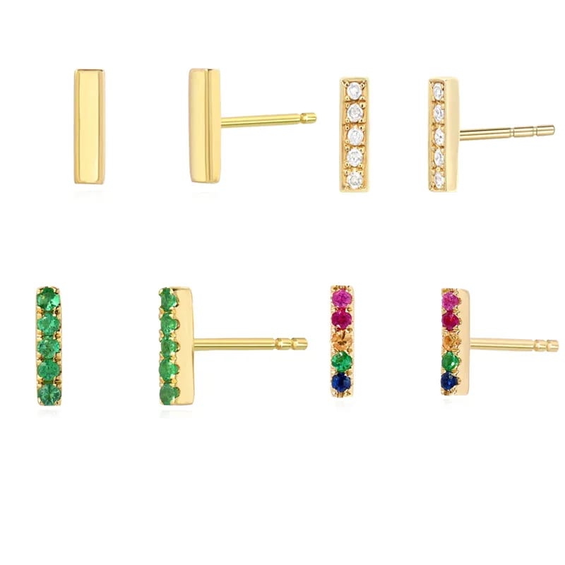 Fashion Jewelry Earrings 925 Sterling Silver Diamond Bar Earrings Studs Small Silver Stud Earrings Woman Stud Earrings