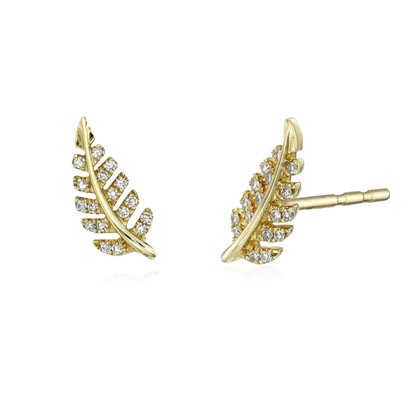 New Arrival 925 Sterling Silver 18k Gold Plated Mini Diamond Leaf Stud Earrings Stud Earrings