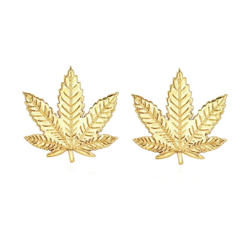 Fashion High Quality Women Jewelry 925 Sterling Silver 14k Gold Silver Leaf Stud Earrings Stud Earrings