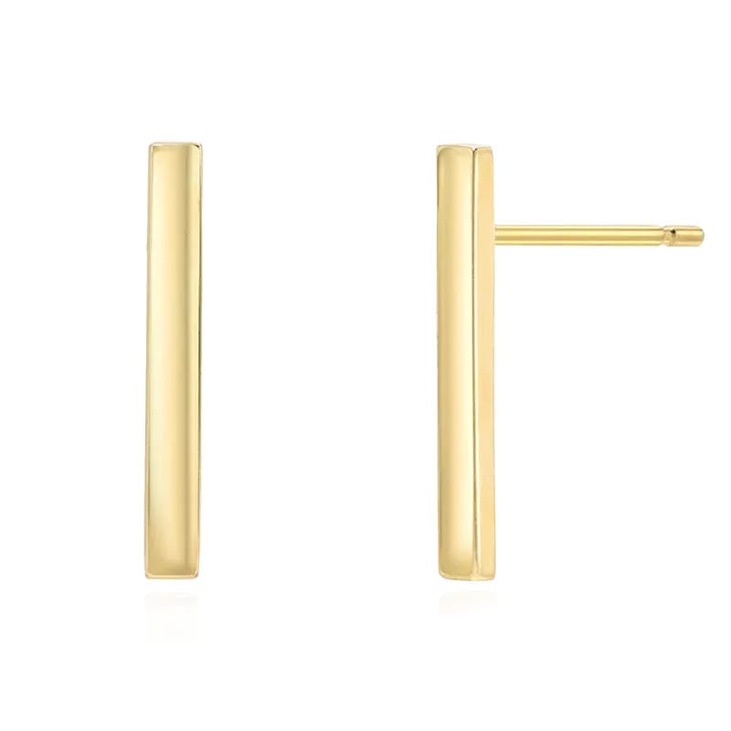 Trendy Classic Jewelry 18k Gold Plated 925 Sterling Silver Blank Bar Stud Earrings For Women Girls Stud Earrings