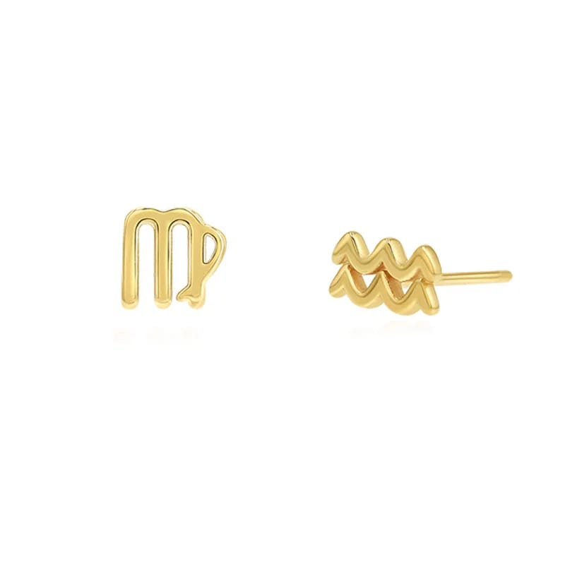 Minimalist Tiny Astrology Horoscope Earrings 925 Silver Gold Plated Zodiac Sign Stud Earrings For Women And Girls Stud Earrings