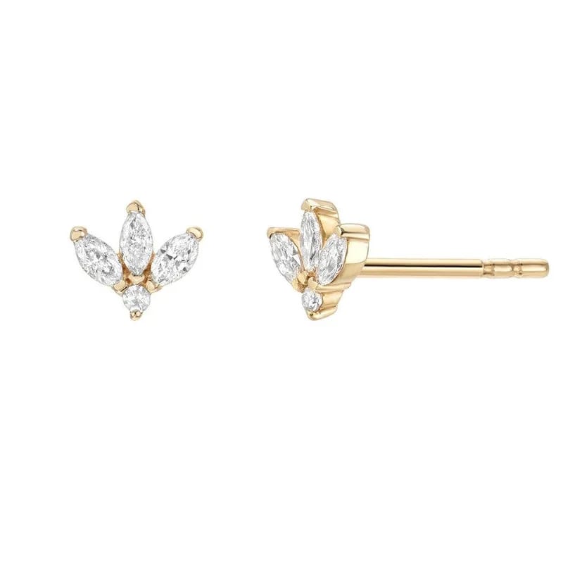 Fashion Dainty Jewelry 925 Sterling Silver 18k Gold Plated Cz Diamond Lotus Stud Women Earrings Stud Earrings