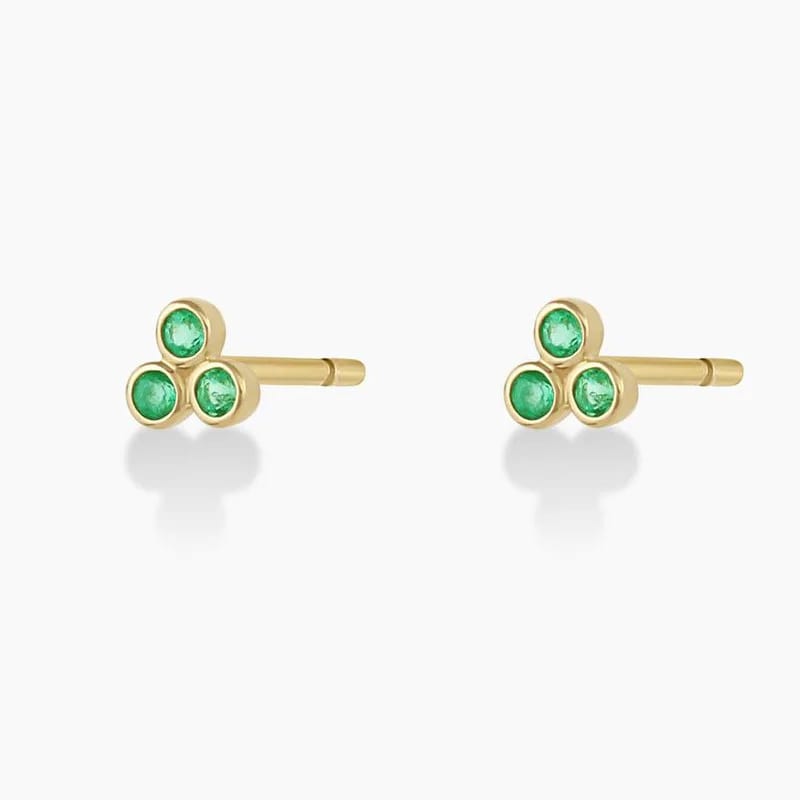 Fashion Women Jewelry Minimalist Dainty Zircon Trio Studs 18k Gold Plated 925 Sterling Silver Stud Earrings Stud Earrings