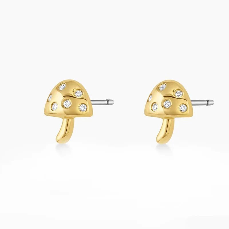 2023 New Arrival Daily Wear Jewelry Mini Gold Charm Studs 925 Sterling Silver Mushroom Earrings Stud Earrings