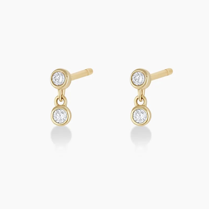 New Arrival 925 Sterling Silver Gold Plated Dainty Mini Diamond Drop Studs Earrings Stud Earrings