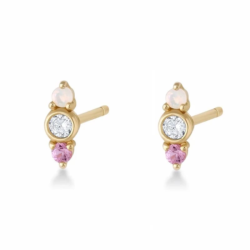 High Quality Delicate Jewelry Trendy Gold Plated 925 Sterling Silver Opal Diamond Stud Earrings Stud Earrings