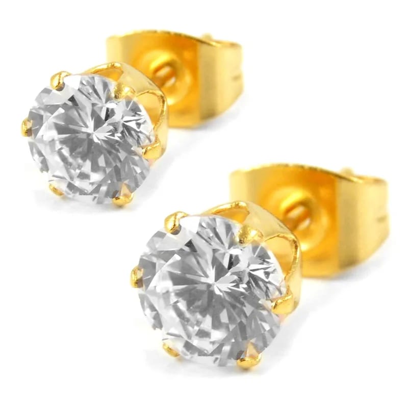 Wholesale Trendy Hip Hop Jewelry Custom Mans Stainless Steel 18k Gold Plated Cz Diamond Luxury Stud Earrings For Men Stud Earrings