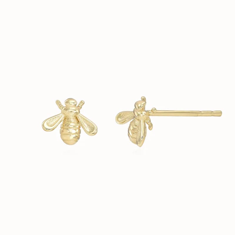Wholesale Fashion 925 Sterling Silver Jewelry 14k Gold Mini Bee Stud Earrings For Women Stud Earrings