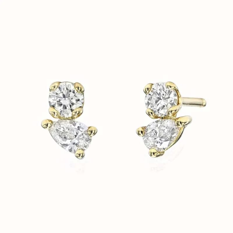 Wholesale Minimalist 925 Sterling Silver Earrings Jewelry Women 18k Gold Cubic Zircon Diamond Stud Earrings Stud Earrings