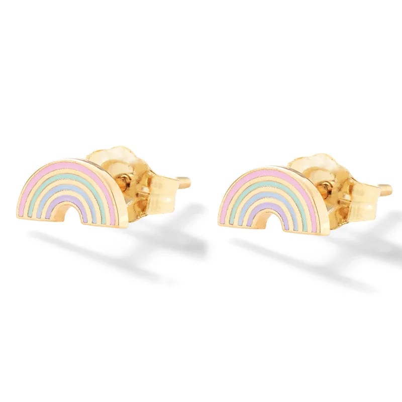 Fashion Jewelry 18k Gold Plated 925 Sterling Silver Stud Multi-color Enamel Rainbow Stud Earrings For Women Stud Earrings