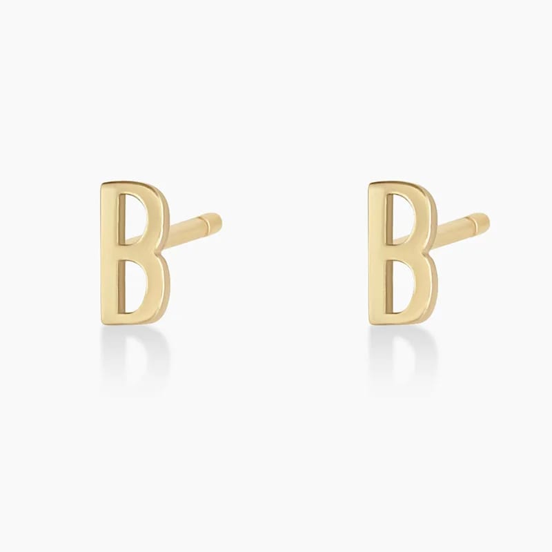 Women Fashion Jewelry 925 Silver 18k Gold Plated 26 Alphabet Letter Initial Stud Earrings Stud Earrings
