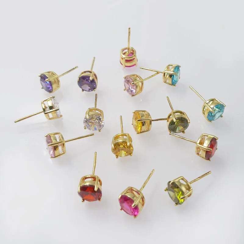 Fashion Classic Zircon Diamond Studs Earring For Women 18k Gold Plated Colorful Cubic Zircon Stud Earrings Stud Earrings