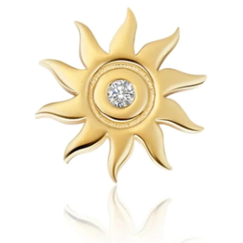Classic S925 Sterling Silver 18k Gold Plated Round Zircon Stone Sun Stud Earring Women Stud Earrings