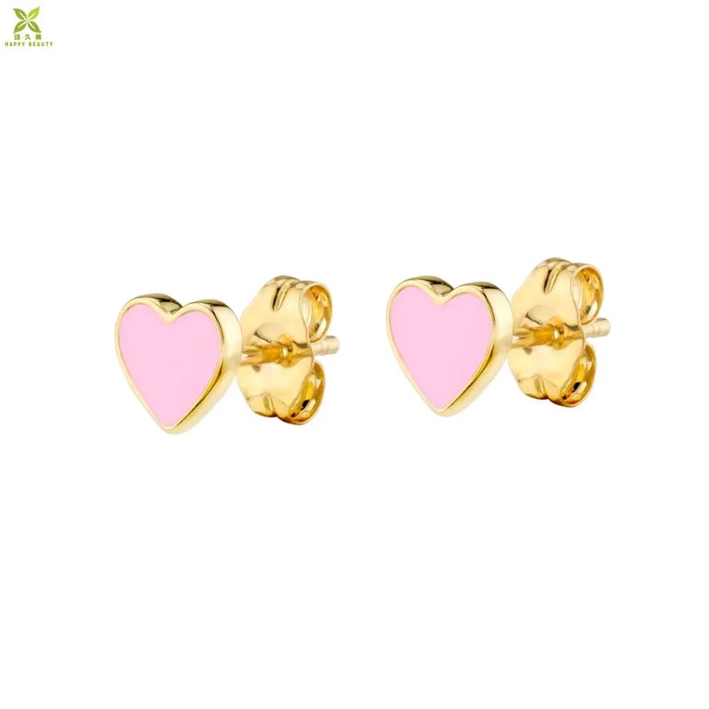 925 Sterling Silver Enamel Earrings Heart Enamel Stud Earring Stud Earrings