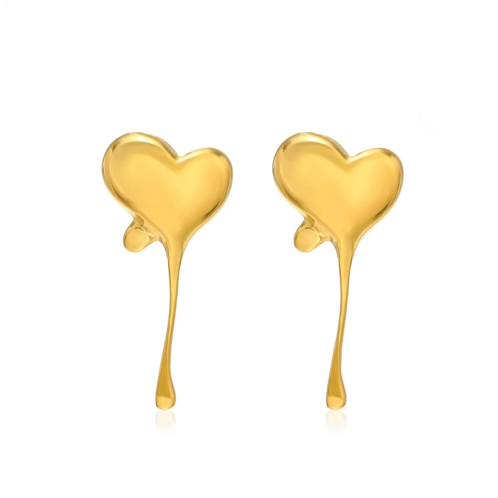 Luxury Stainless Steel 18k Gold Plated Cute Heart Shaped Stud Earrings Women Stud Earrings