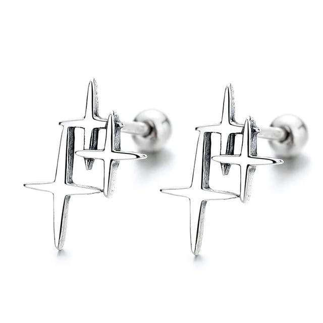 Fashion Classic S925 Sterling Silver Star Stud Earrings Jewelry 18k Gold Plated Cross Gift For Best Friend Stud Earrings