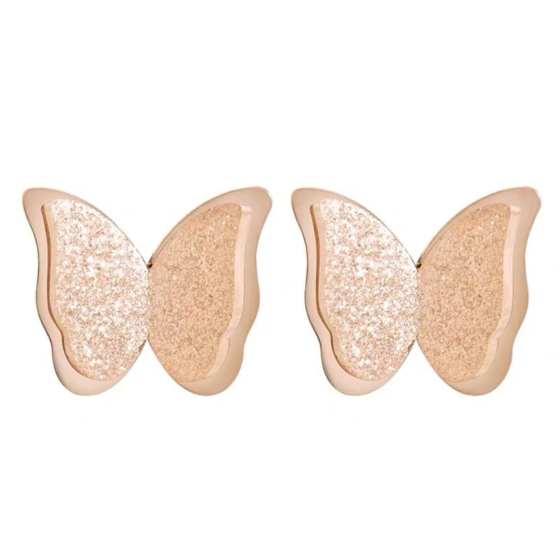 Cute Stainless Steel Studs Earring For Women 18k Gold Plated Or Polished Silver Color Butterfly Stud Earrings Stud Earrings