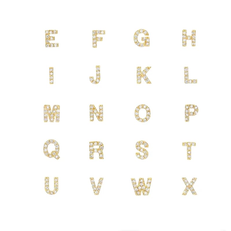 925 Sterling Silver Alphabet From A-z Earrings Cz Initial Letter Earring Studs Stud Earrings