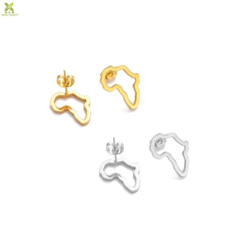 Custom Mini Africa Map Stud Earrings Silver Gold Color Small African Earrings Stud Earrings