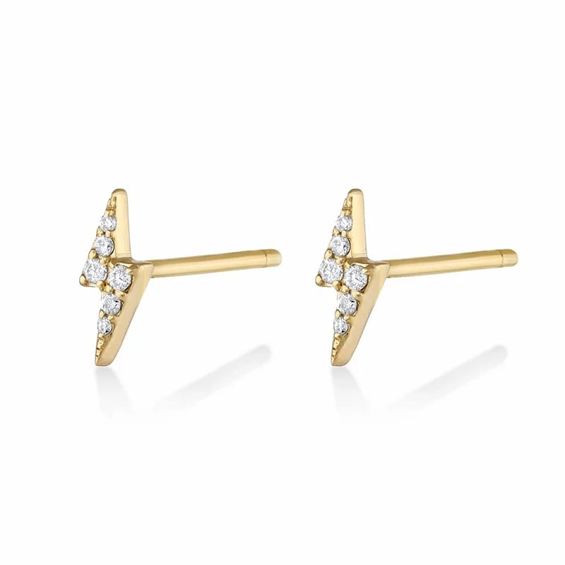 Wholesale Minimalist 925 Silver Cubic Zirconia Diamond Dainty Lightning Bolt Stud Earrings Stud Earrings