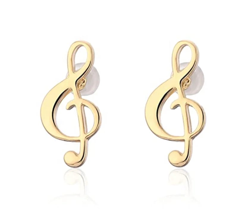 Customize Musical Symbol Earring Gold Plated Music Note Earrings Music Jewelry Factory Stud Earrings