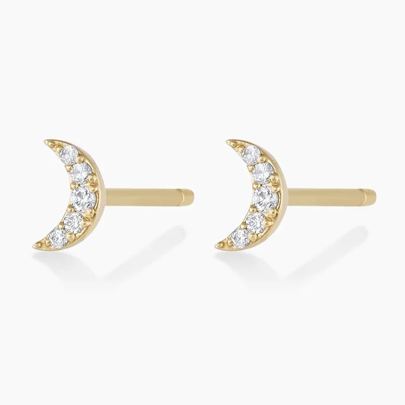 Wholesale 925 Sterling Silver Cz Crescent Moon Stud Earrings Fashion Jewellery Stud Earrings