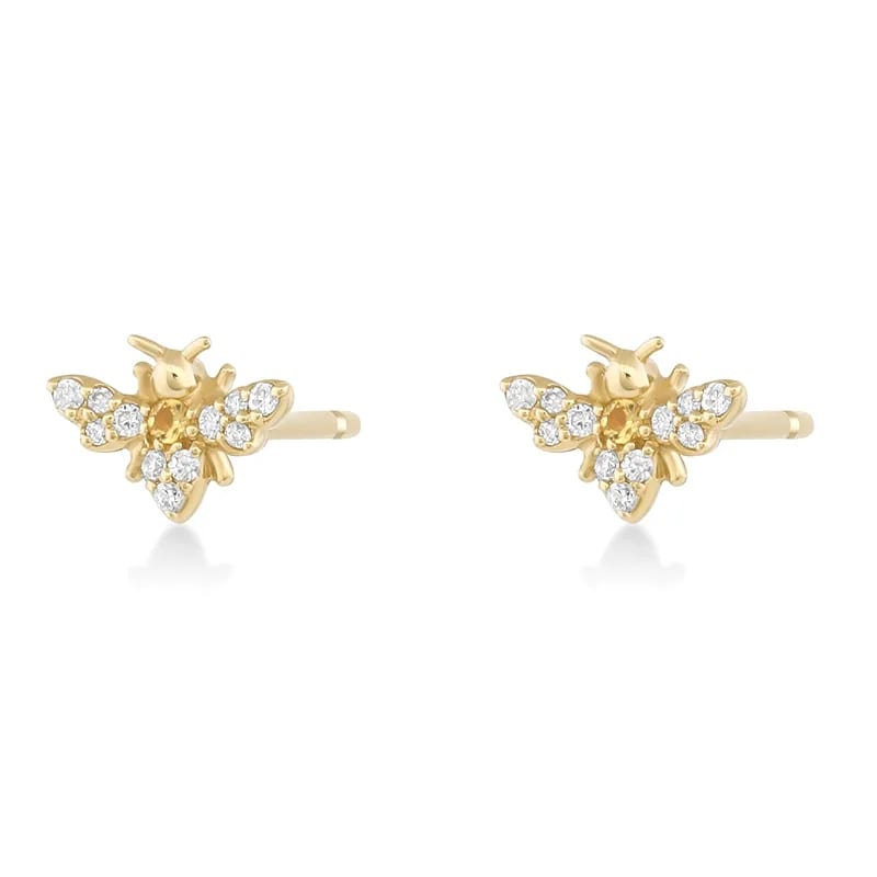Fashion Jewelry Cubic Zirconia Honey Bee Earrings 925 Sterling Silver Stud Earrings For Women Girls Stud Earrings