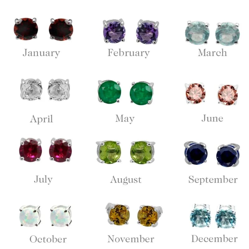 SXS Jewelry Wholesale 925 Sterling Silver Birthstone Stud Earrings Set Stud Earrings