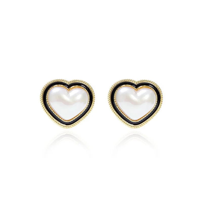 Wholesale Fashion Minimalist Women Jewelry Love Heart Shape White Shell Pearl Stud Earrings Stud Earrings