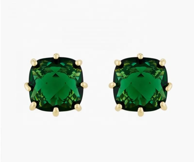 Fashion Luxury Stone Earrings Square Emerald Green Stone Earrings Stud For Lady Daily Wearing Or Party Stud Earrings
