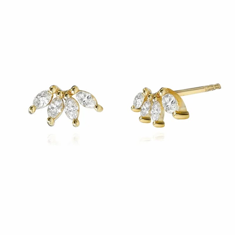 Classic Simple Jewelry Trendy 925 Sterling Silver 18k Gold Plated Marquise Cubic Zirconia Stud Earrings Stud Earrings