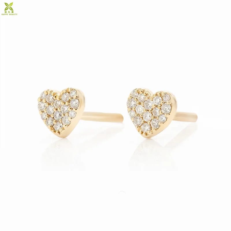 Trendy 925 Silver Diamond Heart Shaped Stud Earrings Cz Crystal Tiny Gold Earrings For Womens Stud Earrings