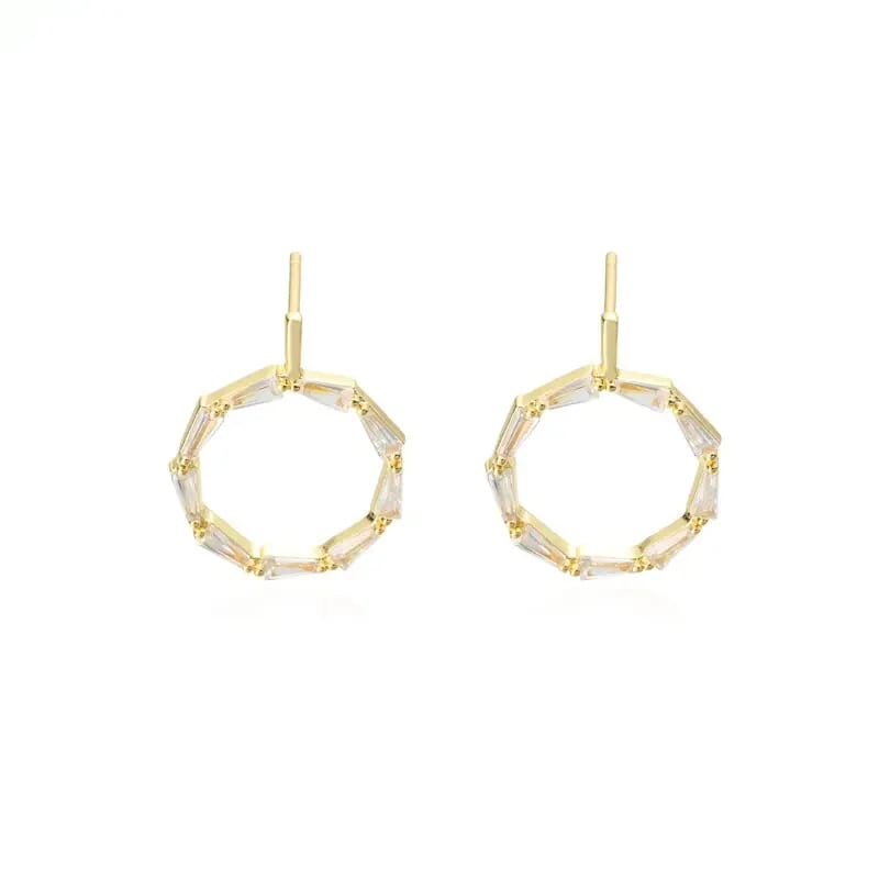 New Design Brass Gold Plated Micro Pave Cubic Zirconia Circle Drop Earrings Nickel Free Stud Earrings